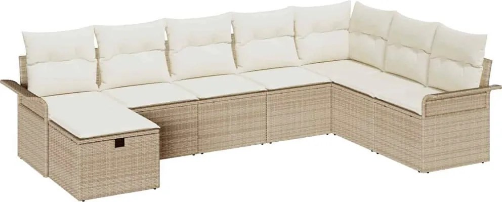 vidaXL Set de canapele pentru grădină 8 pcs Bej și crem poliratan