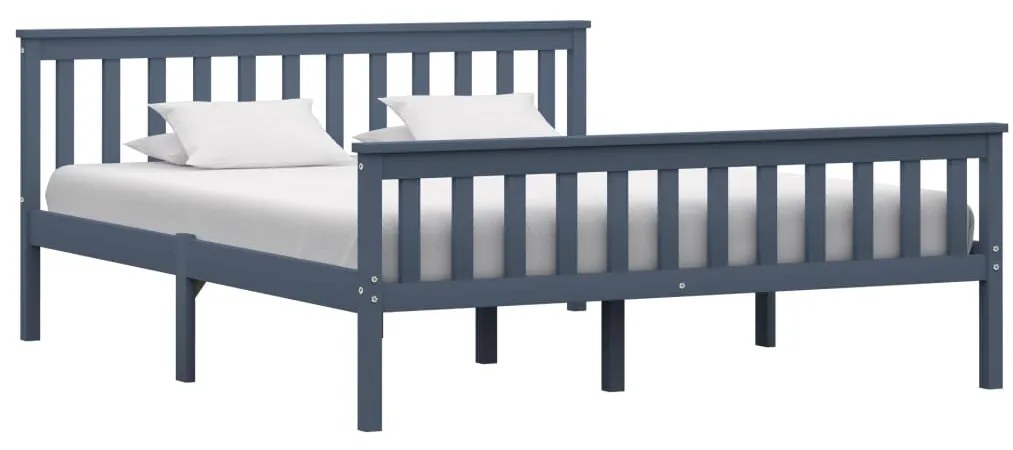 vidaXL Cadru de pat, gri, 160 x 200 cm, lemn masiv de pin