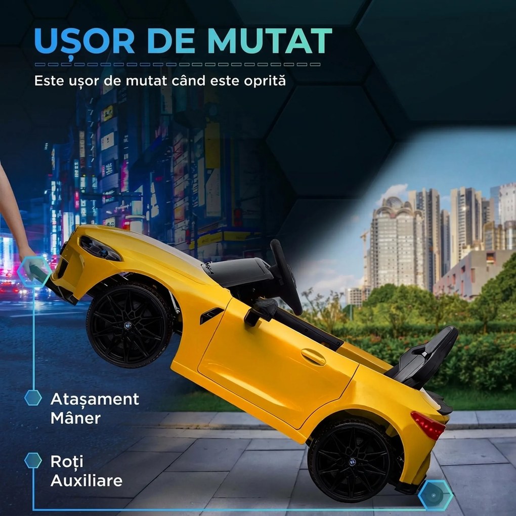 AIYAPLAY Mașinuță Electrică pentru Copii BMW M4, Galbenă | Aosom Romania