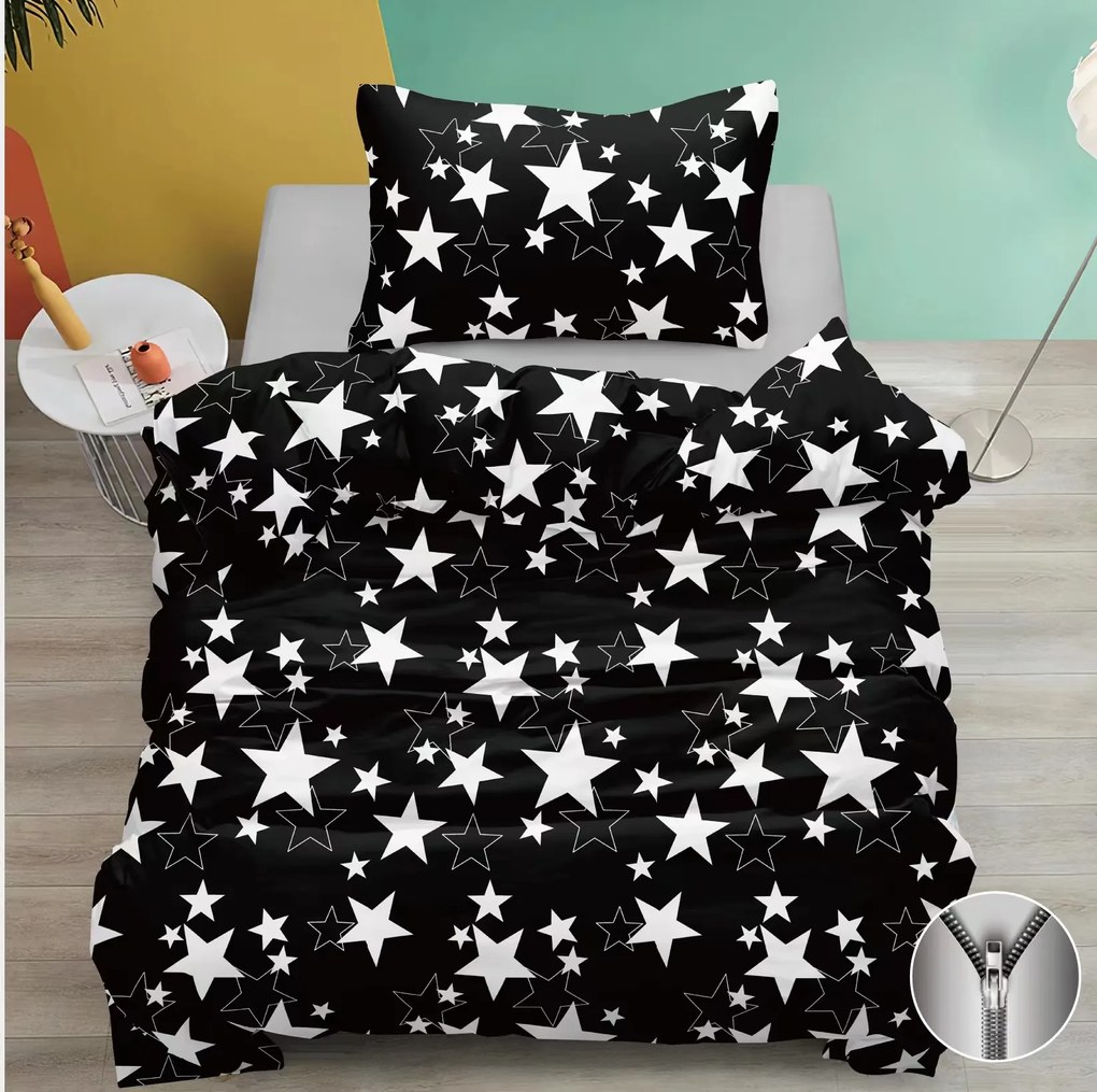 Lenjerie de pat din bumbac STAR negru Dimensiune lenjerie de pat: 70 x 90 cm | 140 x 200 cm