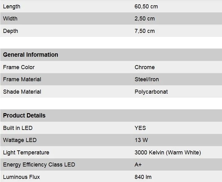 Aplica LED cu protectie IP44 Argo, 60cm WA 2-1349 chrom OR