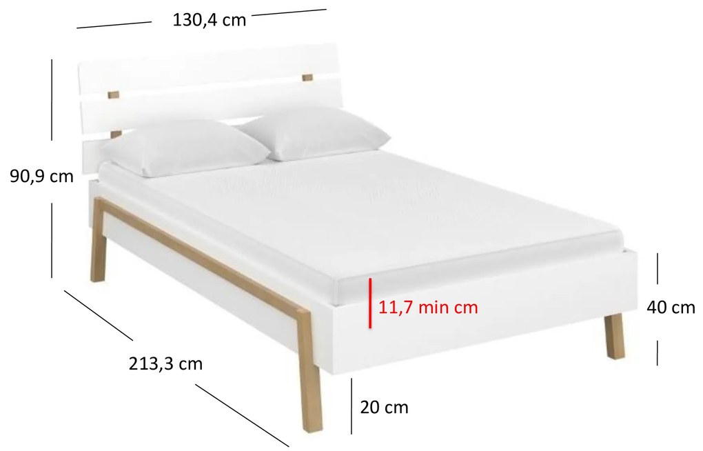 Pat matrimonial 120 cm Berry (alb) (fără saltea și somieră). 1052773