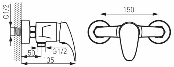 FERRO - Baterie de duș ONE crom lucios