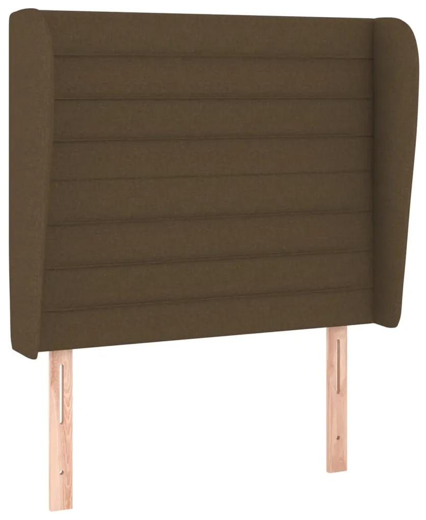 Pat box spring cu saltea, maro inchis, 100x200 cm, textil Maro inchis, 100 x 200 cm, Benzi orizontale