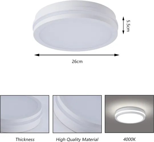 Brilagi - Plafonieră LED de exterior BENE LED/24W/230V Ø 26 cm alb IP54