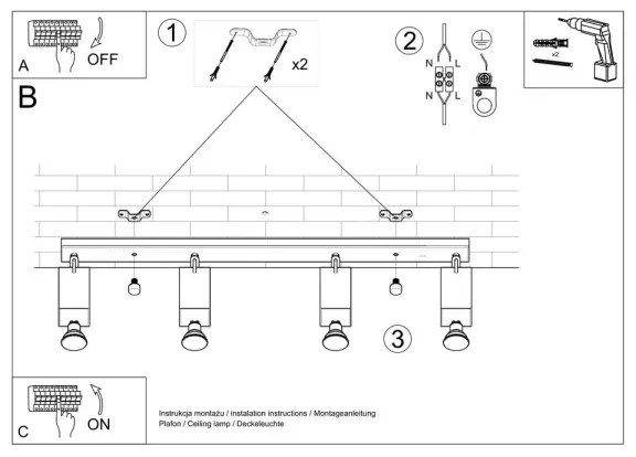 Sollux SL.0461 - Spot MERIDA 4xGU10/40W/230V gri