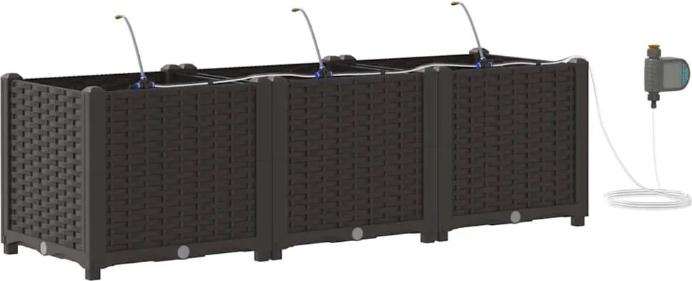 vidaXL Vază pentru Grădină 3 pcs Maro Oțel