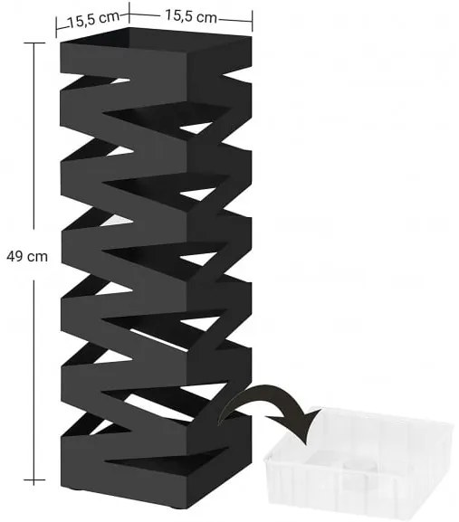 Suport Umbrela Fence Black, 15.5 x 15.5 x 49 cm
