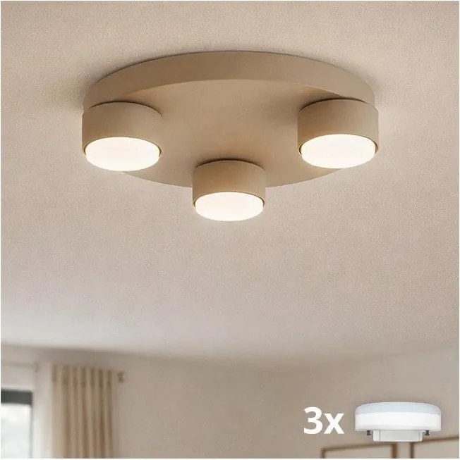 Brilagi-LED RGB Plafonieră dimabilă MONO 3xGX53/14W/230V Wi-Fi Tuya Ø 30 cm bej