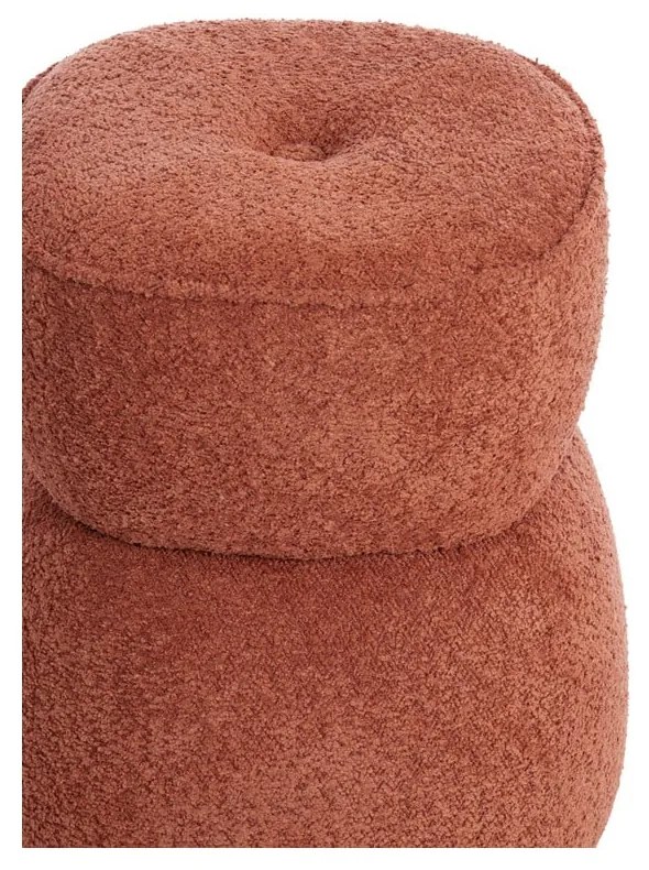 Taburet portocaliu cu tapițerie din stofă bouclé Leyla – Light & Living