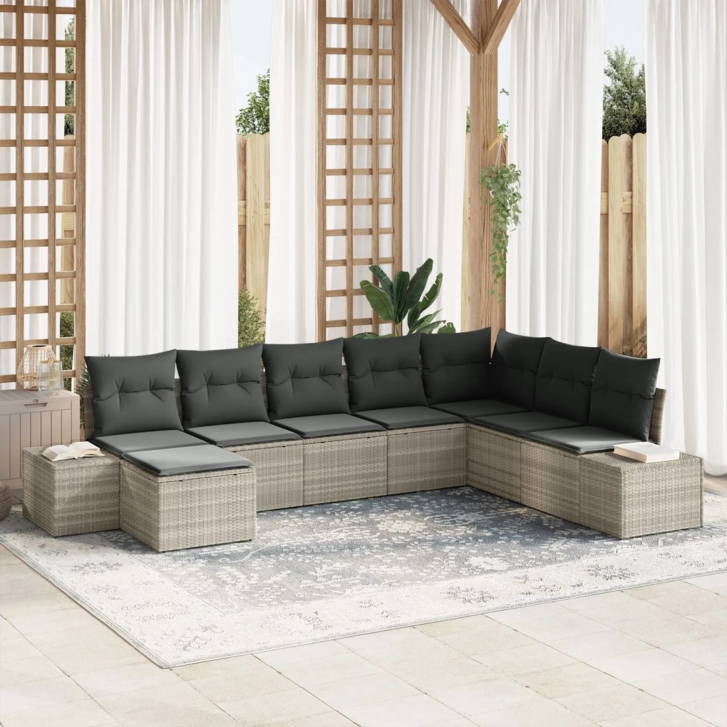 vidaXL Set de canapele pentru grădină cu pernă 8 pcs 319 x 209 x 85 cm