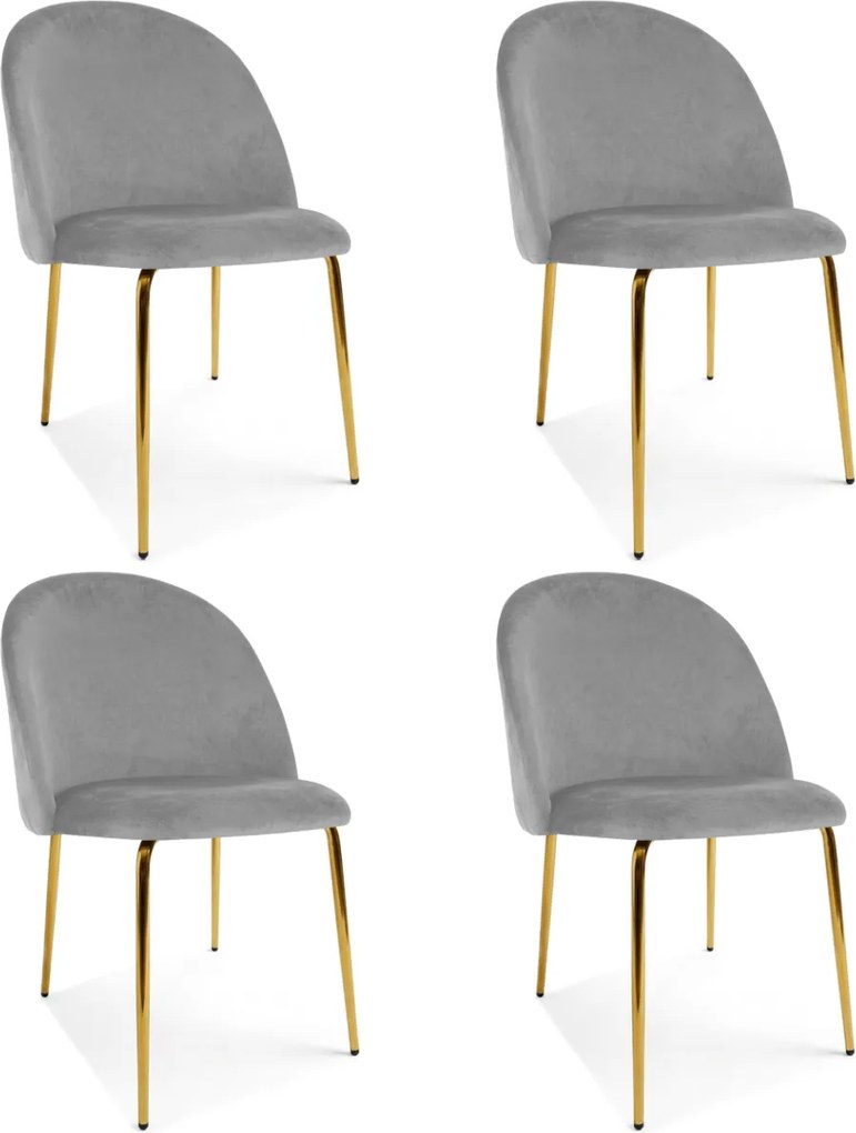 Scaun de dining INCA VELVET cu picioare aurii, gri deschis