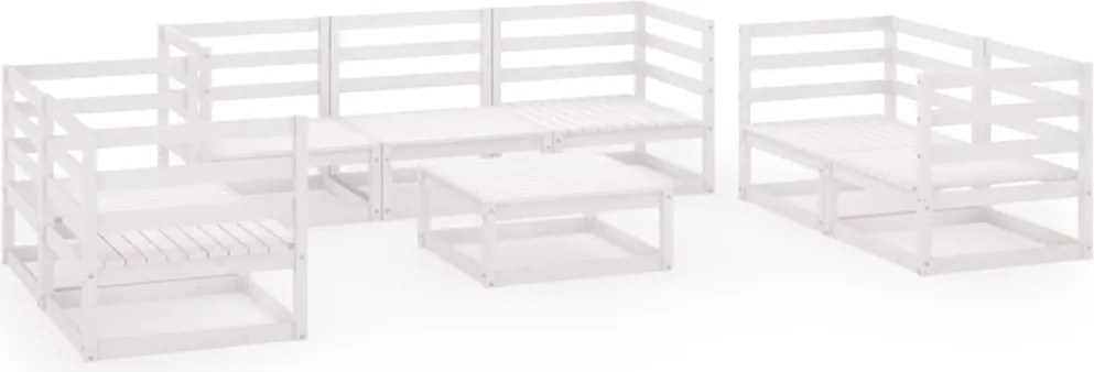 vidaXL Set mobilier de grădină, 8 piese, alb, lemn masiv de pin