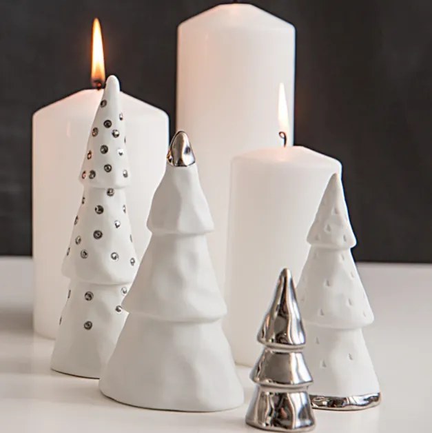 Räder Set decoratiuni din portelan Culoare alb/argintiu, WINTER FOREST, 4 buc