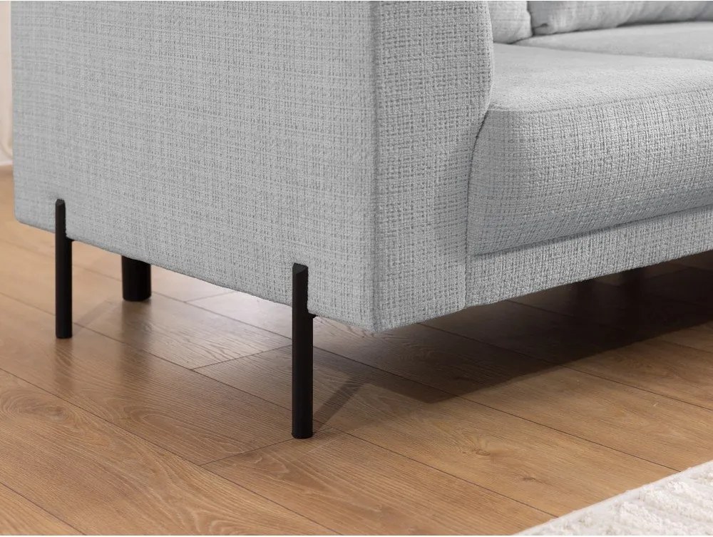 Colțar gri deschis cu tapițerie din chenille (cu colț pe partea dreaptă/în formă de ”L”) Mauris – Ropez