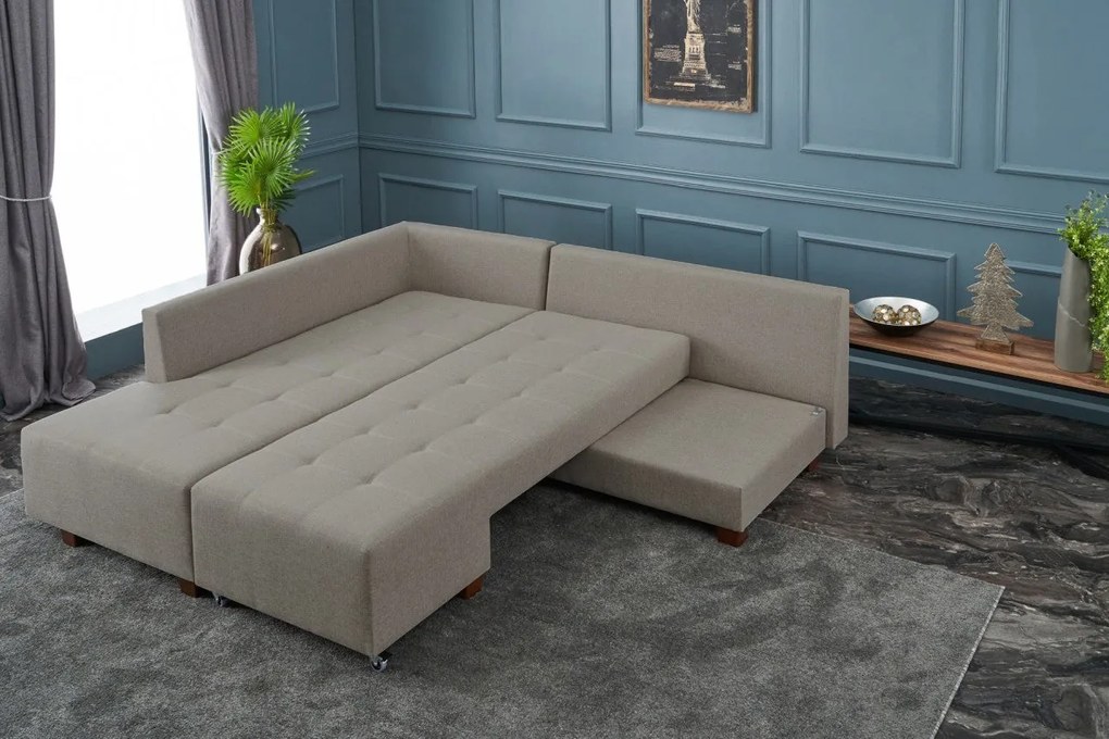 Canapea extensibilă de colț Manama Corner Sofa Bed Left - Cream