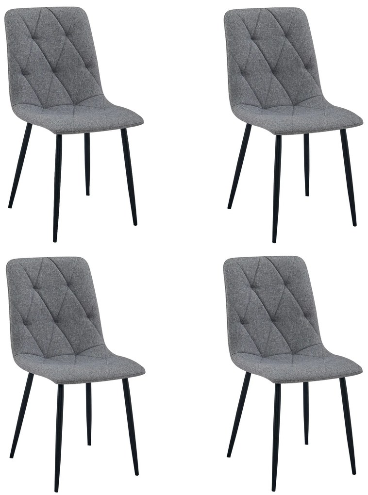 Set 4 Scaune Bucatarie/Dining Fido Material Textil Gri