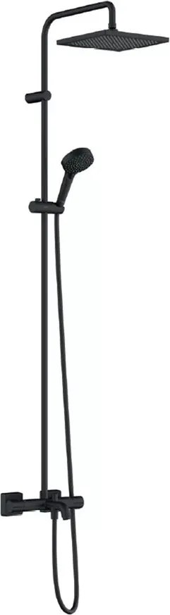 Coloana de dus cu baterie termostatata si pipa cada negru mat Hansgrohe Vernis Shape 240