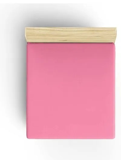 Cearceaf roz din bumbac cu elastic 140x200 cm – Mijolnir