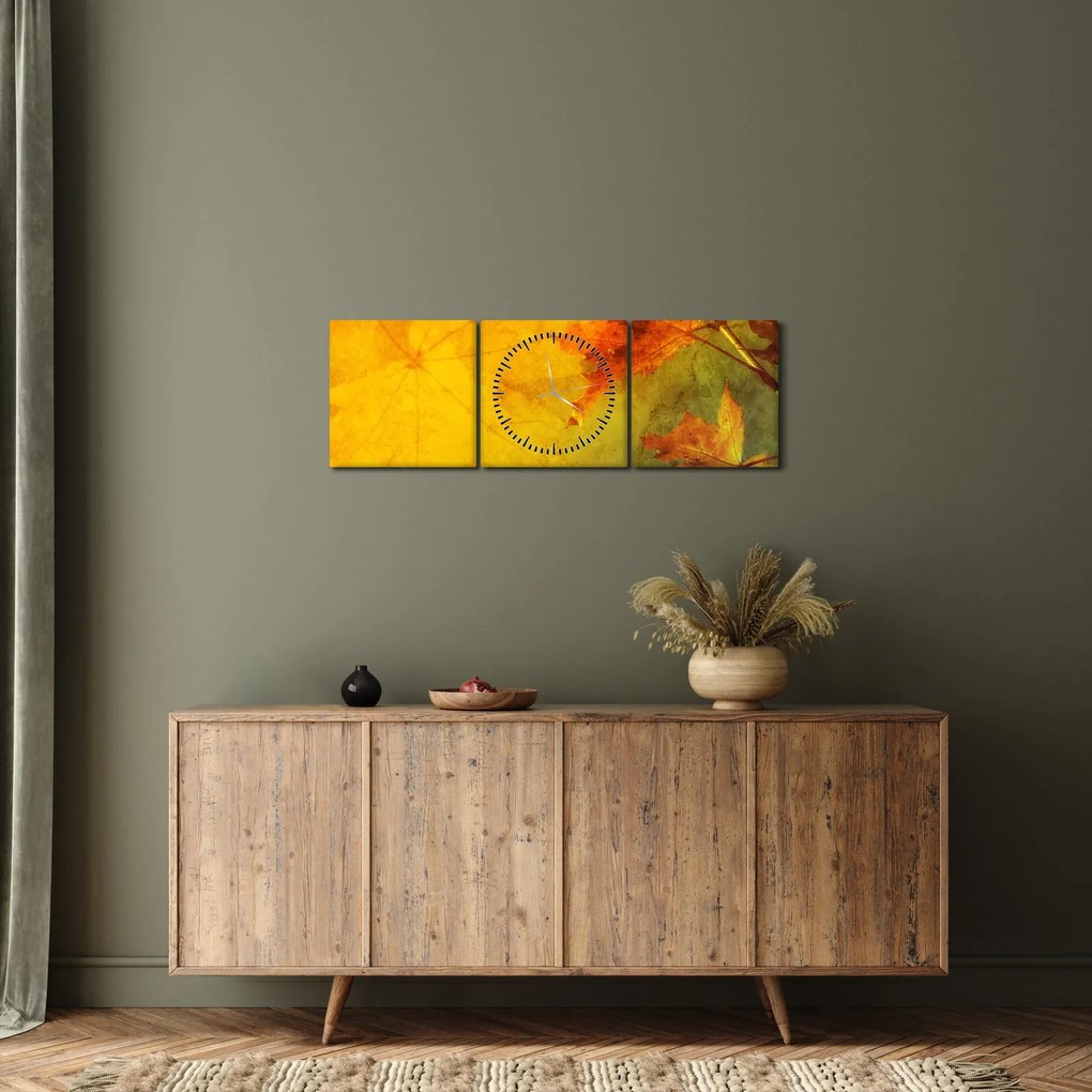 Tablou - Frunze de toamnă (cu ceas) (90x30 cm)