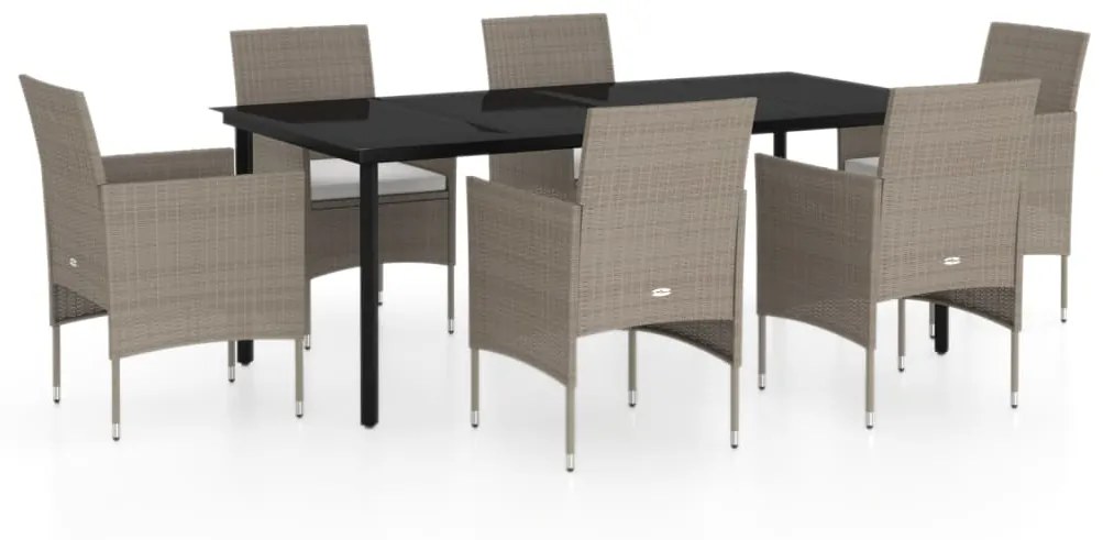 3099297 vidaXL Set de masă pentru grădină, 5 piese, cu perne, bej și negru