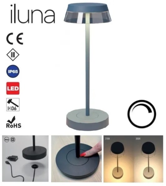 Lampă LED dimabilă de masă Redo 90310 ILUNA LED/2,5W/5V 3000 mAh IP65 albastru