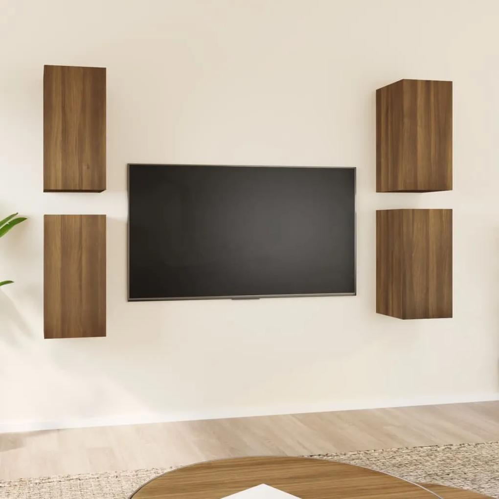 Dulapuri TV, 4 buc., stejar maro, 30,5x30x60 cm, lemn prelucrat 4, Stejar brun, 30.5 x 30 x 60 cm