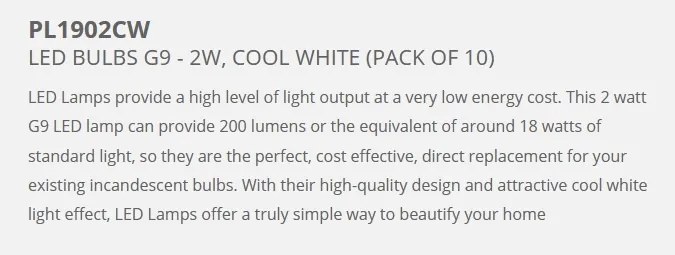Bec G9 LED 2W, 4000K PL1902CW SRT