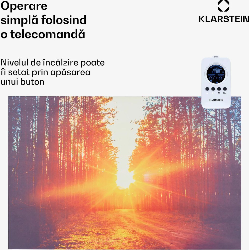 Klarstein Wonderwall Air Art Infinite, încălzitor infraroșu, imagine, 90 x 60 cm, 580 W, montat pe perete, telecomandă