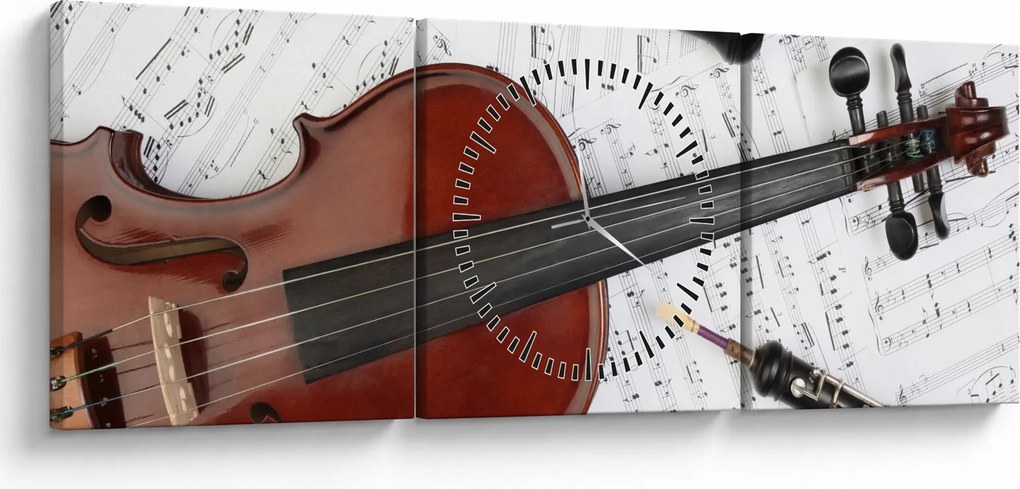 Tablou - Unelte muzicale (cu ceas) (90x30 cm)