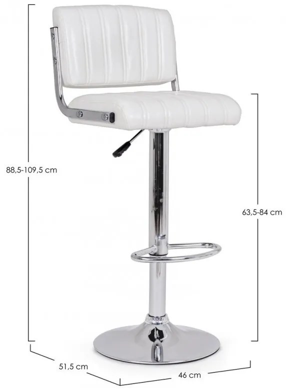 Scaun bar alb din piele ecologica si metal, Barclay Bizzotto