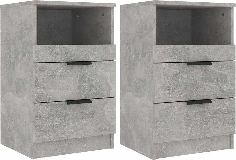 vidaXL Noptiere, 2 buc., gri beton, lemn prelucrat