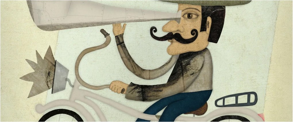 Tablou - Astronom pe bicicletă (120x50 cm)