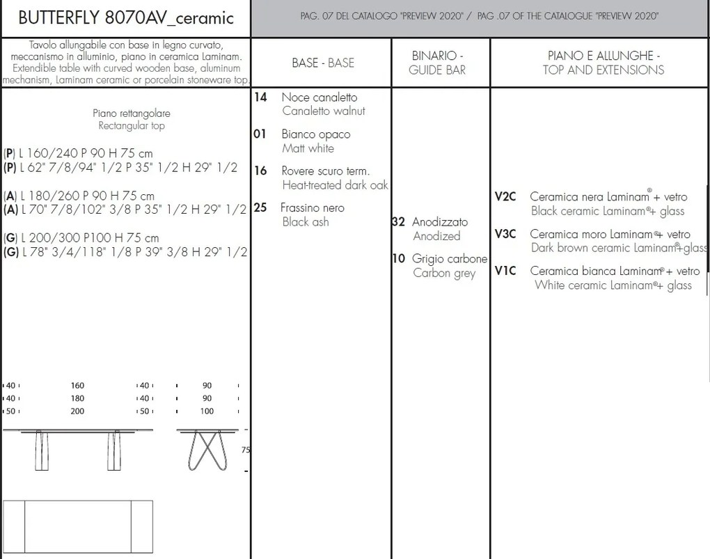 Masa extensibila eleganta design LUX BUTTERFLY 160-240x90cm