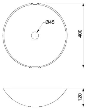 Sapho - Lavoar pentru blat BLOK Ø 40 cm maro/piatră