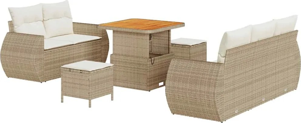 vidaXL Set de canapele pentru grădină 8 pcs Bej și crem poliratan