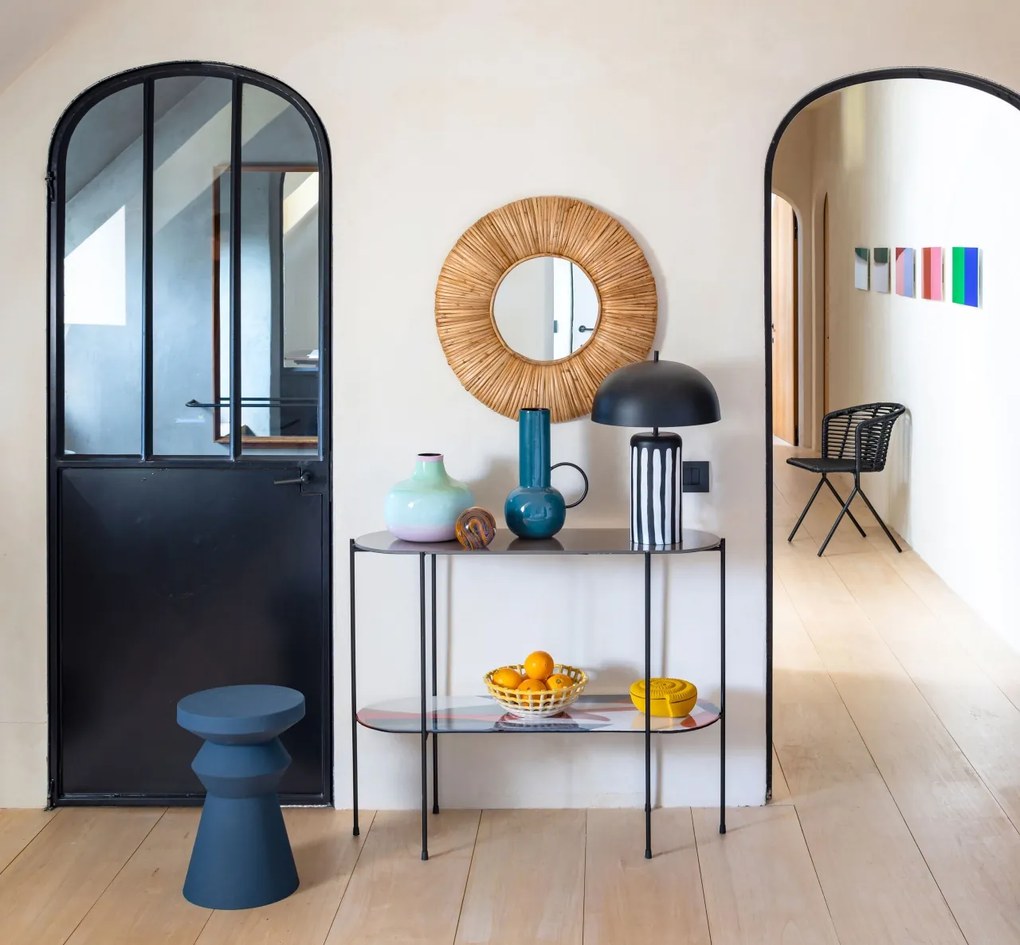 Scaun dining, negru, din rattan, Panama