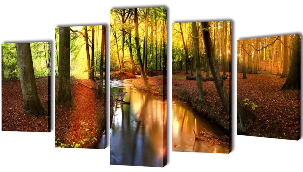 Set de tablouri din pânză cu temă pădure 100 x 50 cm