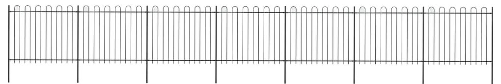 vidaXL Gard de grădină cu vârf circular din oțel, 1248 x 150 cm, negru