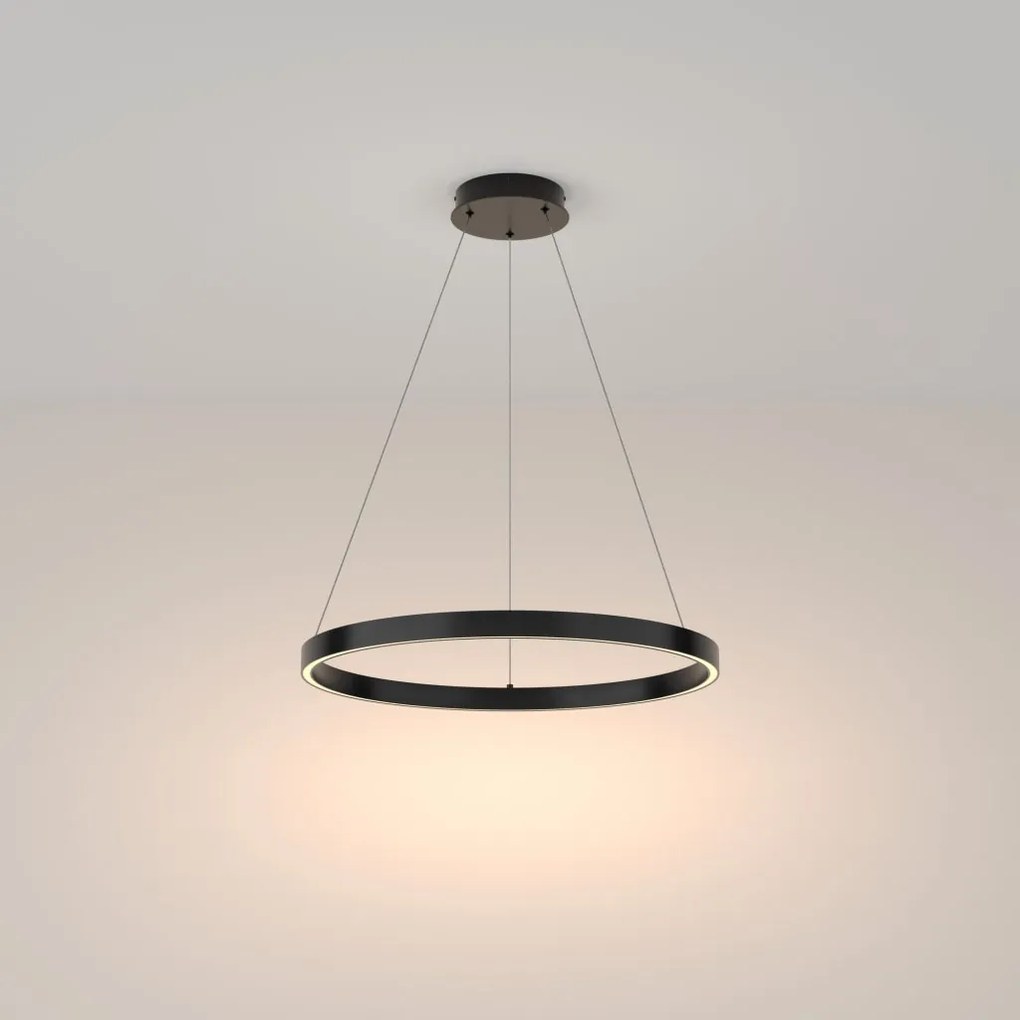 Lustra LED suspendata design modern Rim negru 60cm, 3000K