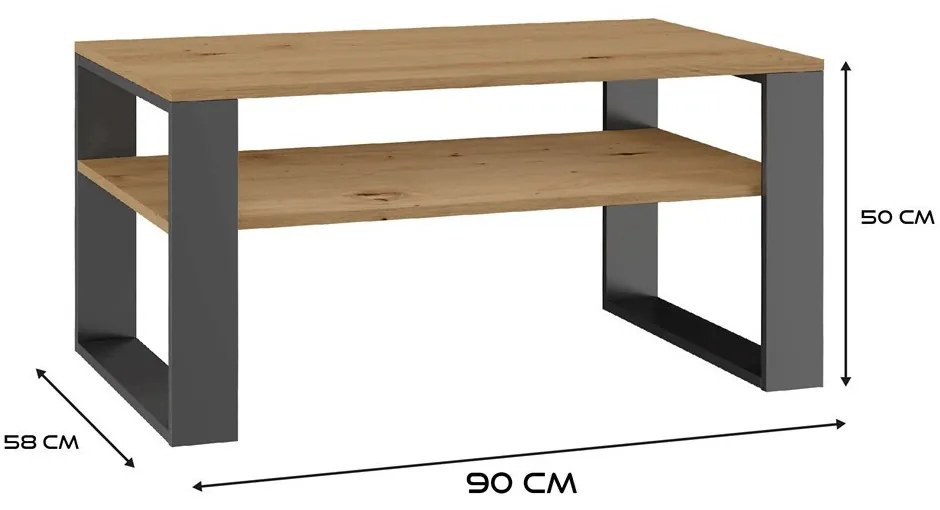 1P dohányzóasztal, antracit-tölgy