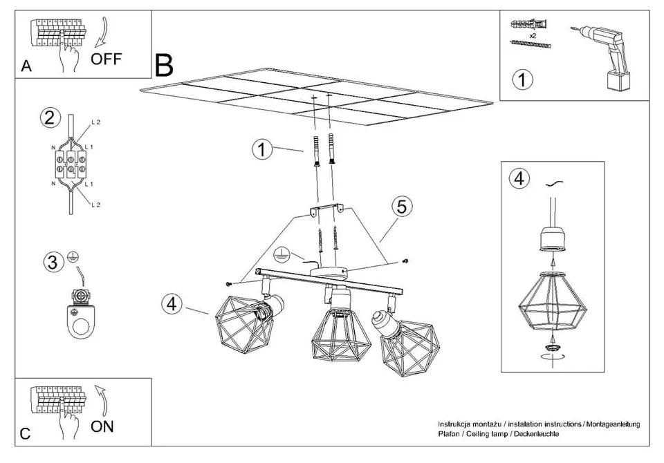 Plafonieră neagră ø 10 cm Varpu – Nice Lamps