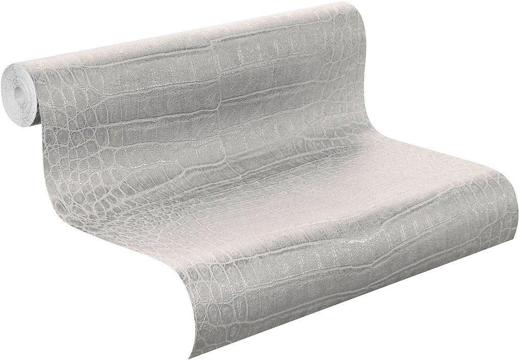 Tapet vlies aspect piele Mandalay gri 10,05 x 0,53 m