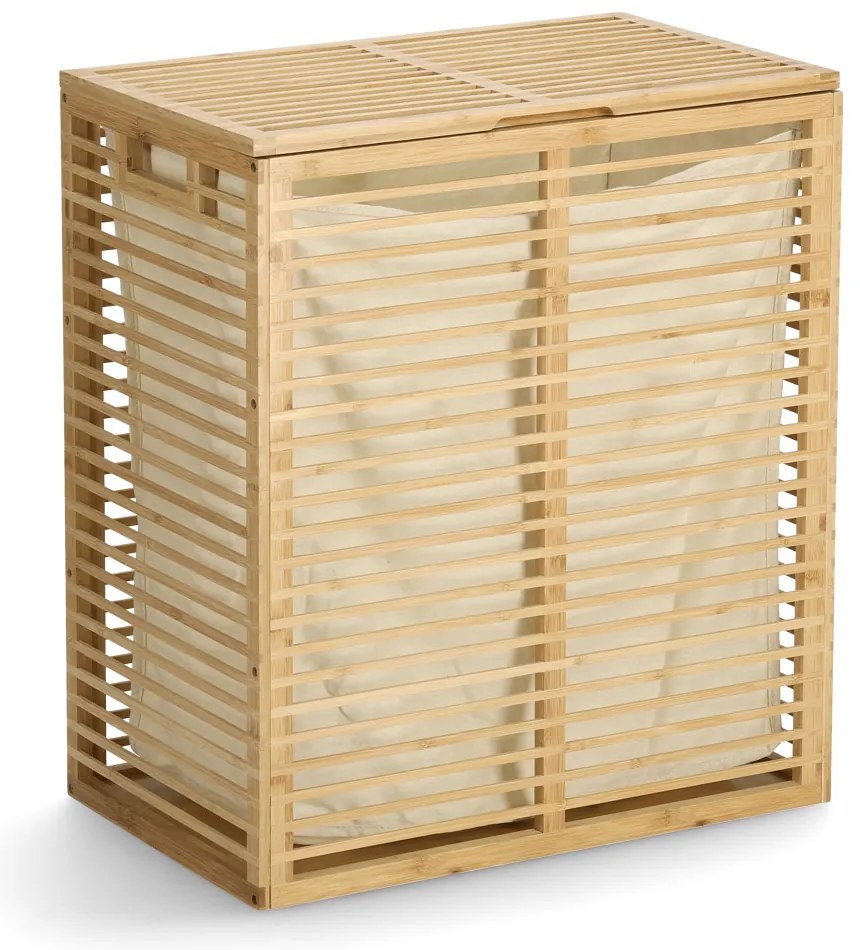 Cos de rufe cu inchidere, bambus, 53,5 x 33 x 61 cm