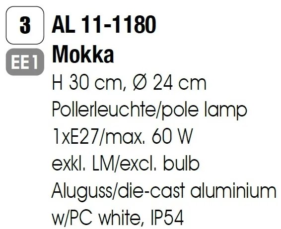 Stalp mic cu protectie IP54 Teiko AL 11-1180 Mokka OR