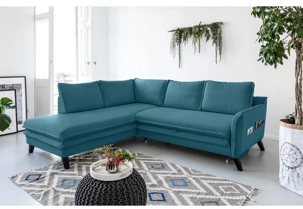 Colțar extensibil cu șezlong pe partea stângă Miuform Charming Charlie L, turcoaz