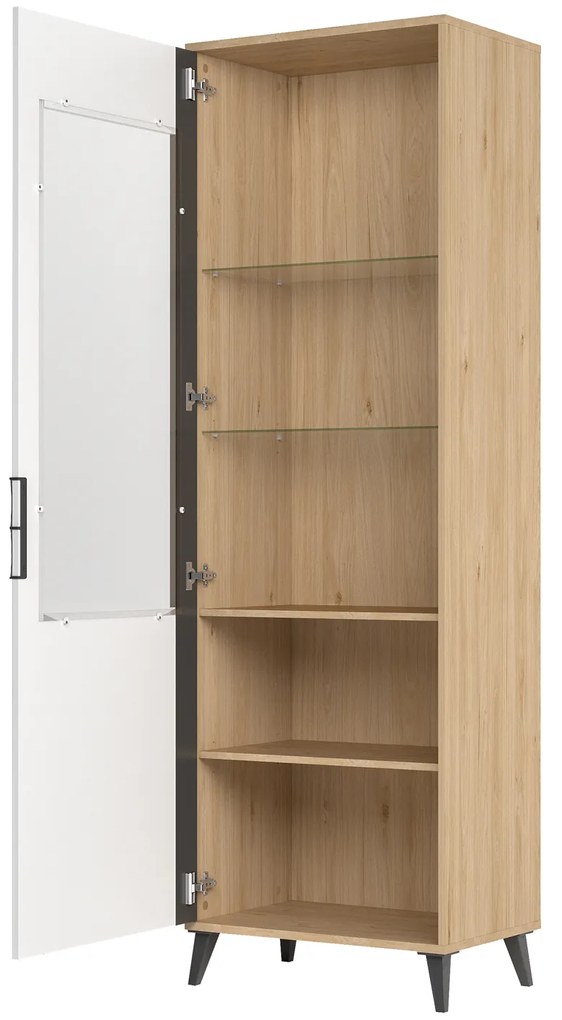 Vitrină Mussun 10 (Nuc american jackson + Alb mat + grafit mat) (S). 1068195