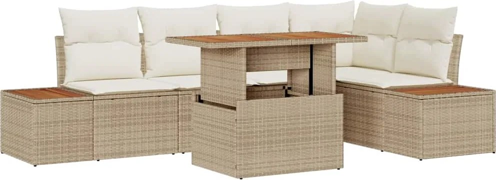 vidaXL Set de canapele pentru grădină 6 pcs Bej Rattan poli