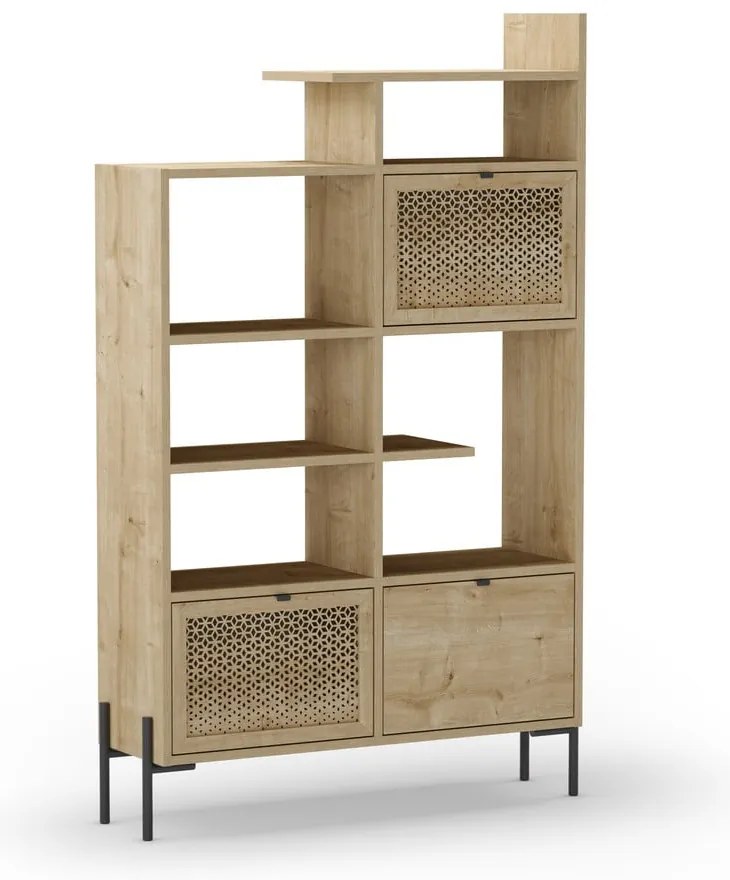 Bibliotecă în culoare naturală cu aspect de lemn de stejar 99x160 cm Inca – Marckeric