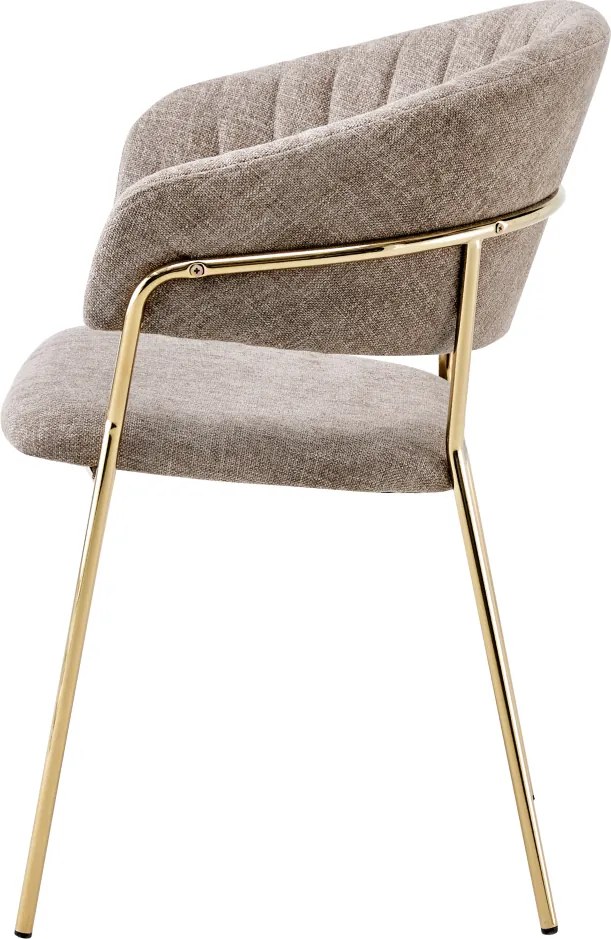 Fotoliu de sufragerie de design, textil maro/gold crom auriu, DASMIN TIP 1